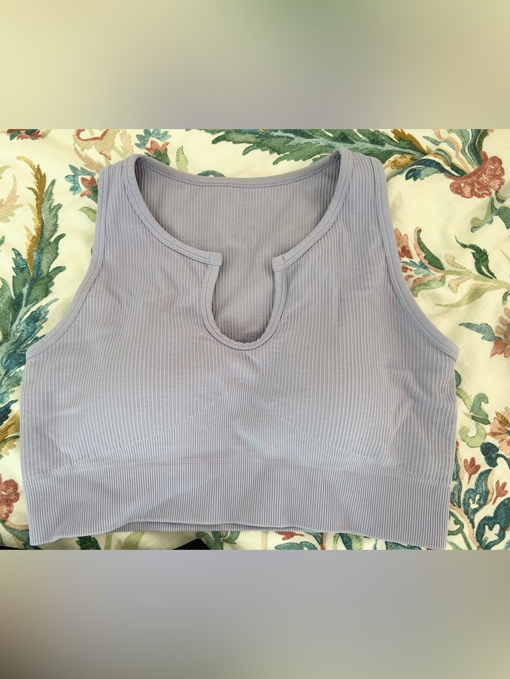 Ribbed Crop Ba Bralette Tank Top Bundle - Lavender and Black JoyLab Amazon Comfy - Picture 2 of 7